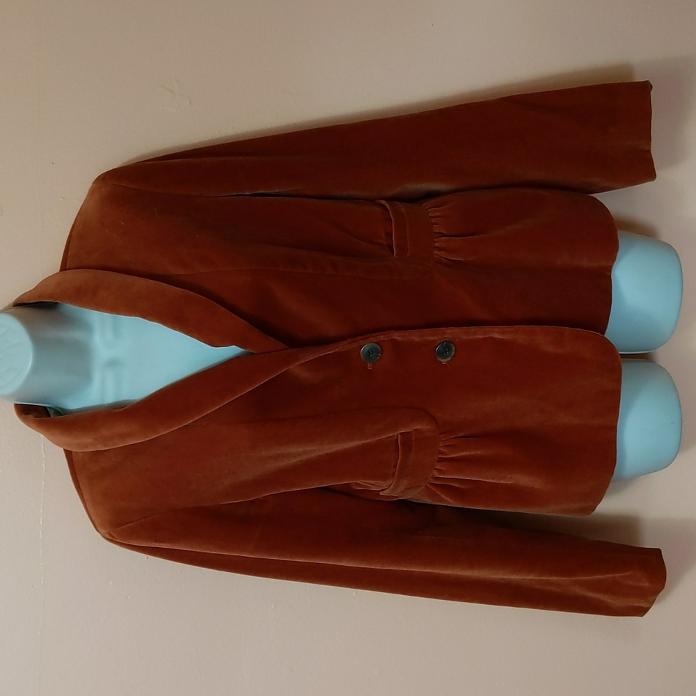 J Crew burnt orange peplum velvet blazer 8T